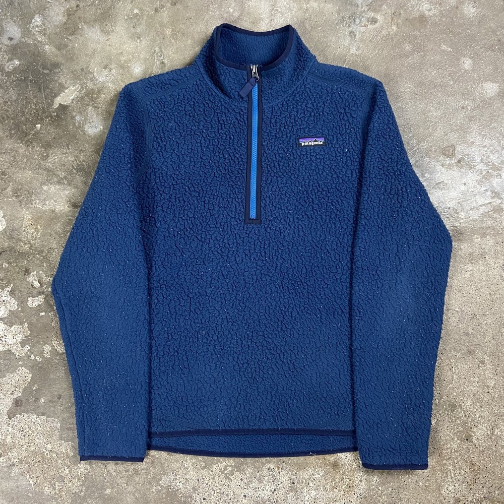 Patagonia Retro Pile 1/4 Zip Fleece Women's Size Large Blue Pullover 22815FA18